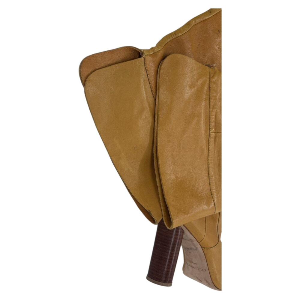 Ulla Johnson Knee High Boots 9.5M Mustard Yellow/Camel Suede Leather Block Heel - Picture 5 of 10